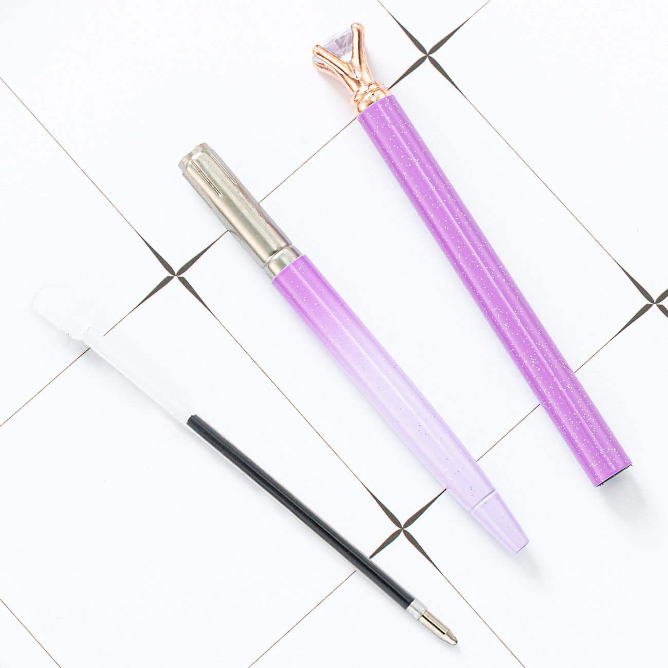 Hoelsale Pens Gradient Small Diamond Ballpoint Pen Metal Pen