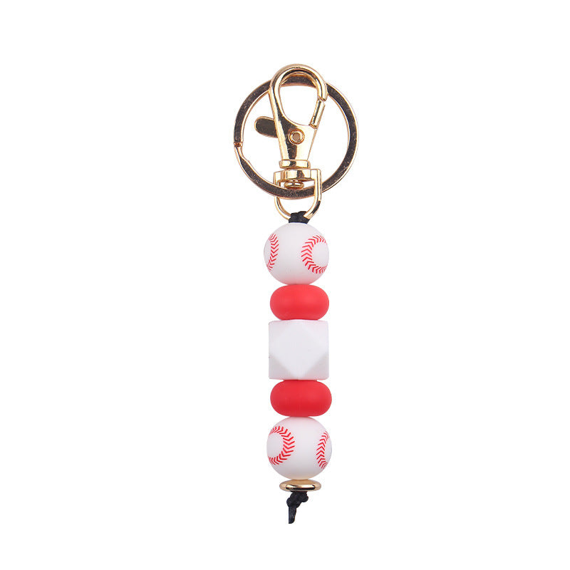 Wholesale Sports Basketball Football Soccer Silicone Beaded Lanyard Keychain