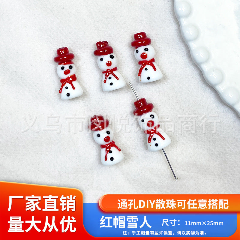 Wholesale 10pcs Snowman Christmas tree gingerbread man glass beads