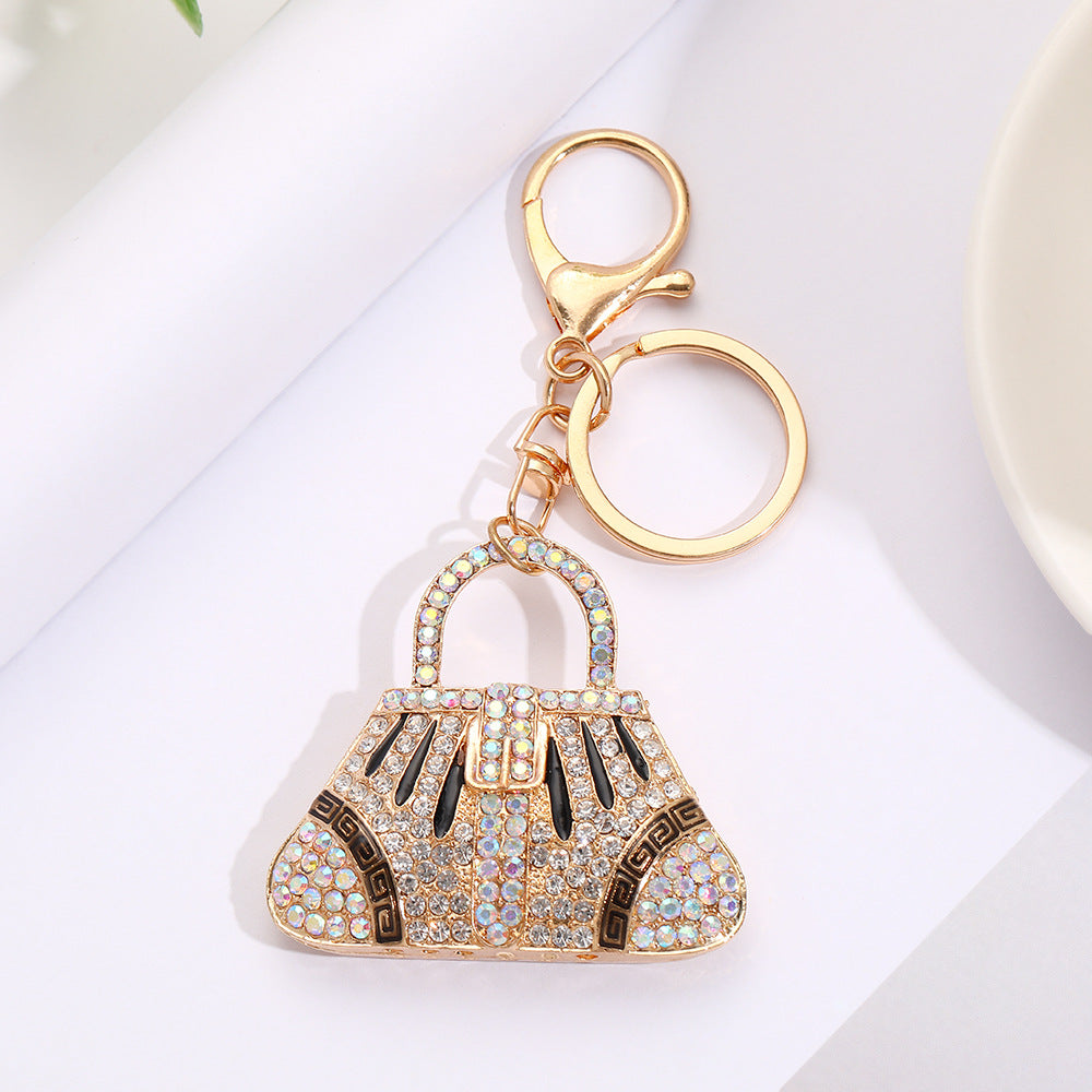 Wholesale Colorful handbag with rhinestone metal keychain