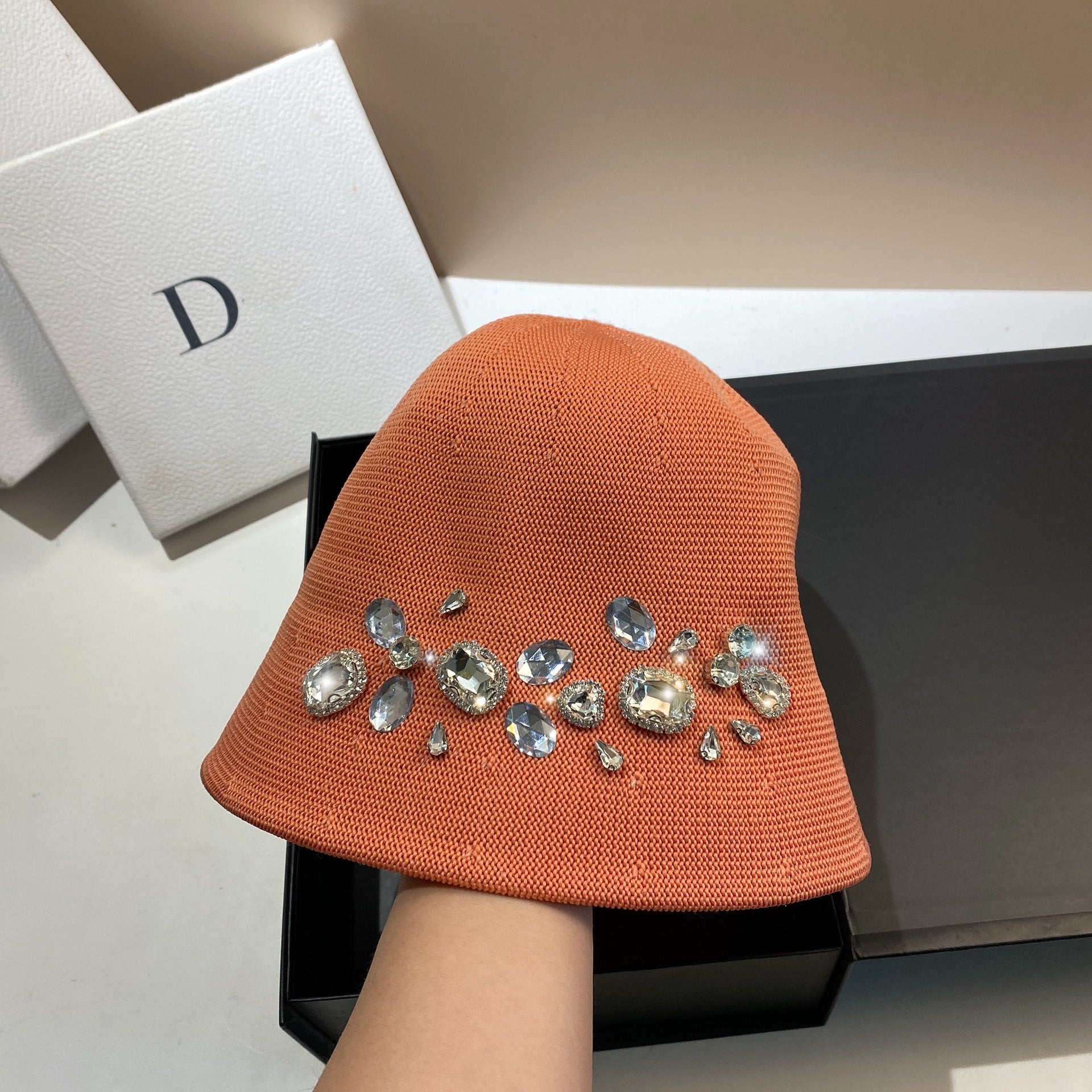 Wholesale Heavy Industry Rhinestone Ice Silk Bucket Hat Bucket Hat