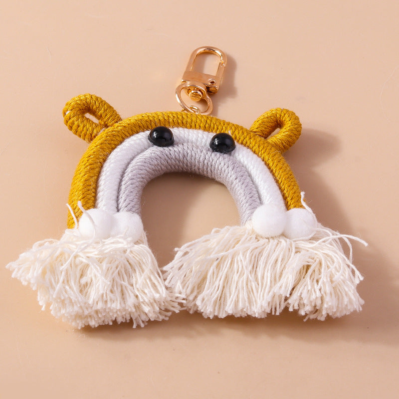 Wholesale Cartoon Rainbow Tassel Hand Knitted Keychain