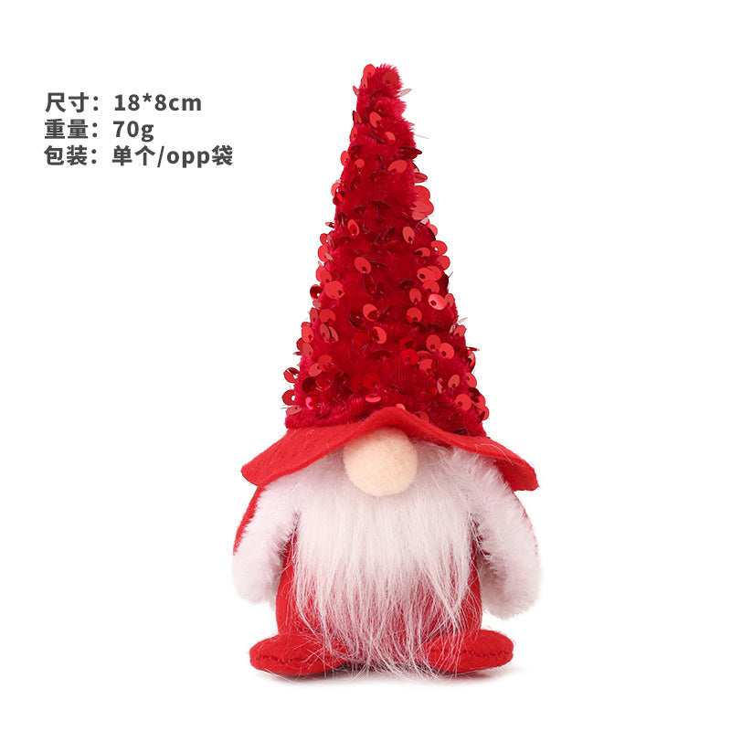 Wholesale Christmas Sequins Faceless Santa Claus Doll Gandalf Doll Non-woven Fabric Ornament
