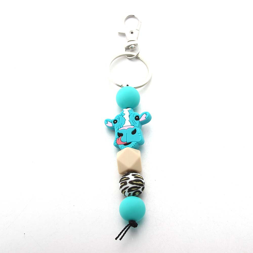 Wholesale Western Cowboy Silicone Bead Cartoon Keychain