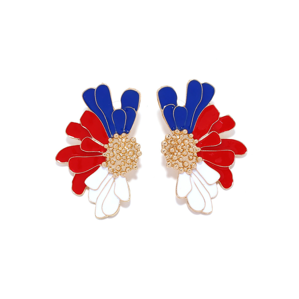 Wholesale Alloy Drops Oil Flowers Independence Day Enamel Leaf Flowers Earrings