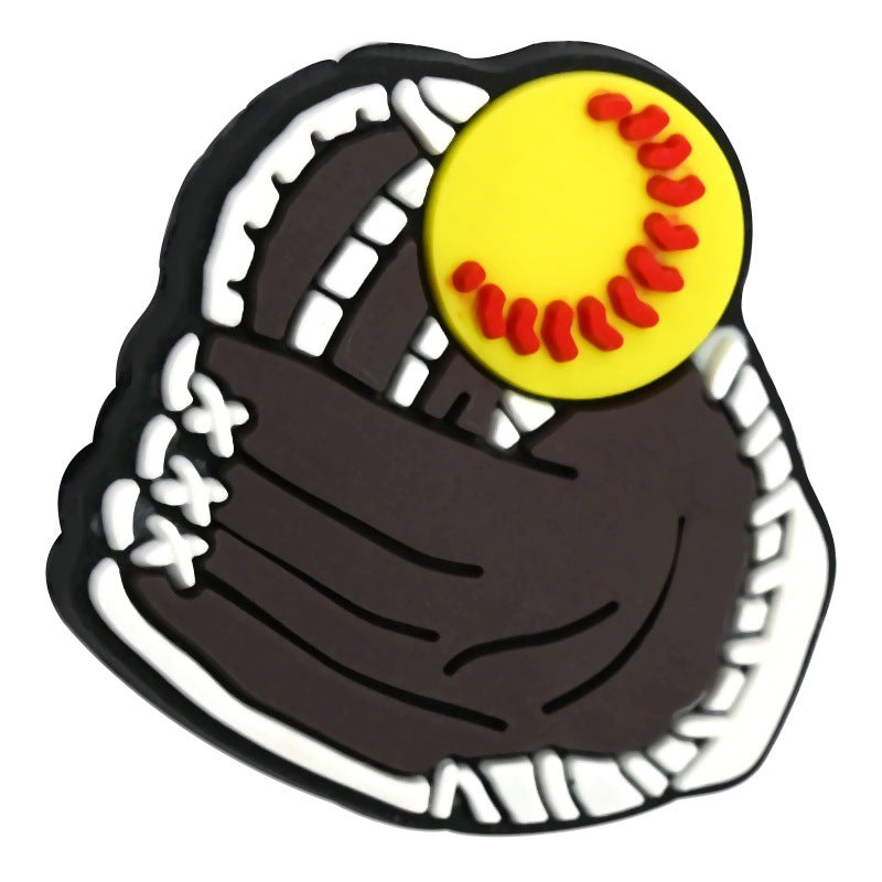 Wholesale Random 100pcs/pack PVC soft rubber perforated beaded accessories for ball sports series   Focal Beads