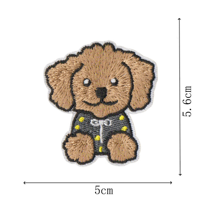 Wholesale Cartoon Puppy Embroidered Fabric Patch Cute Pet Animal Embroidery Patch