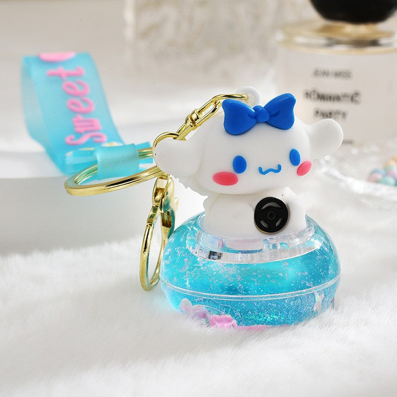 Wholesale Acrylic flowing sand bottle bag keychain