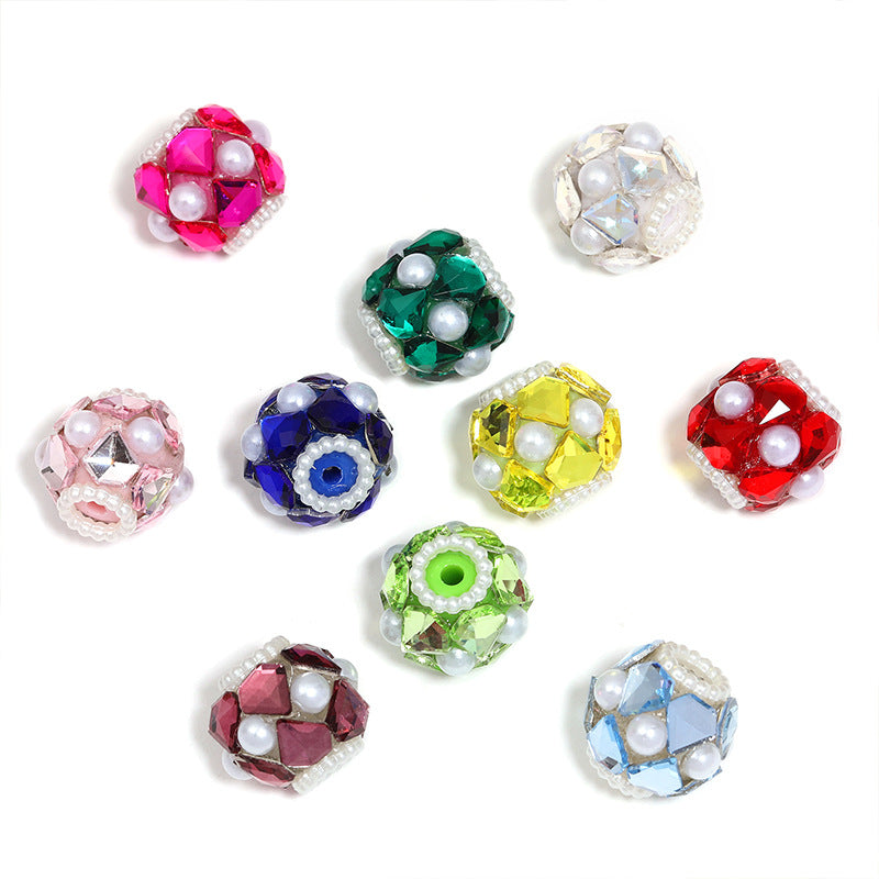 Wholesale 10pcs Colorful heart-shaped pearl flower ball beads