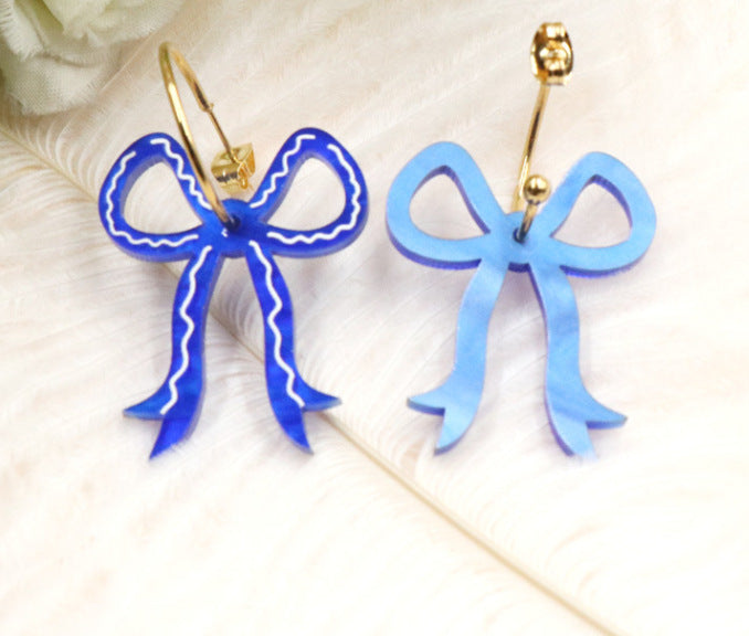 Wholesale Cute colorful spray-painted bow earrings
