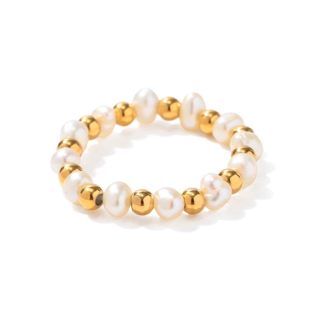 Anillo de pelota de perla de oro de 18k al por mayor