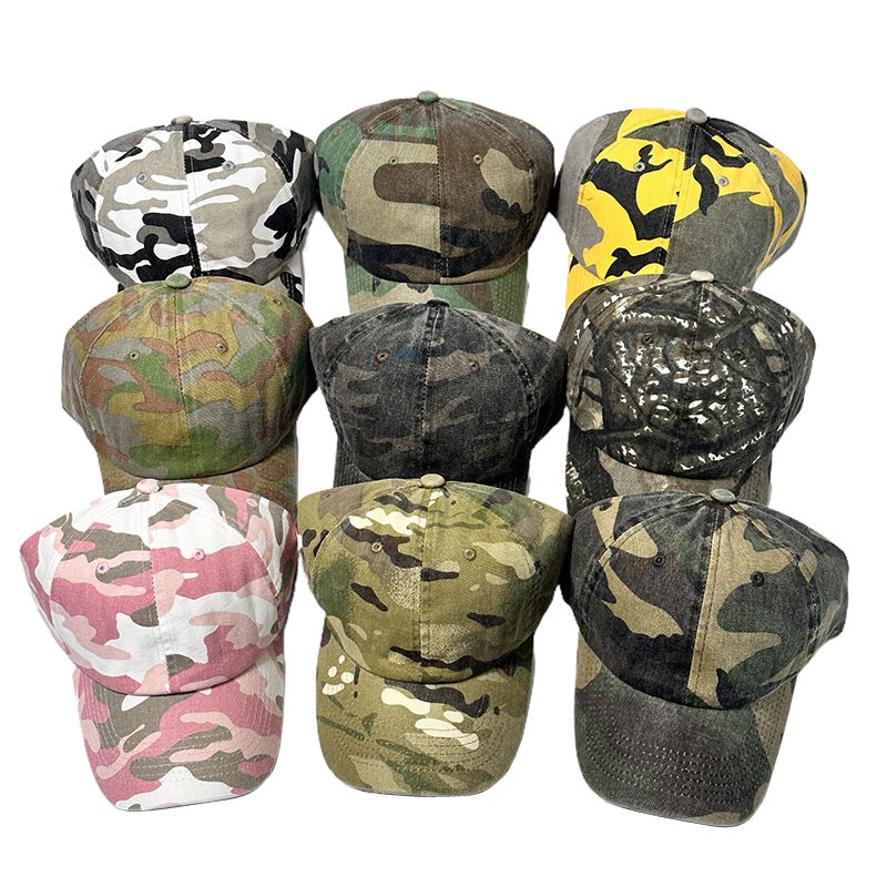 Wholesale Cotton Washed Denim Camouflage Curved Brim Baseball Cap