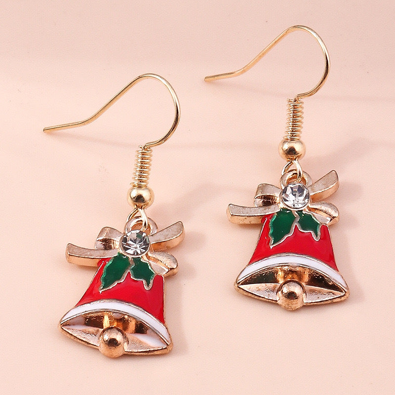Wholesale  Christmas Hat Elk Christmas Bell Earrings
