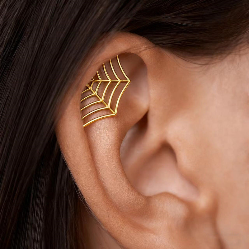 Wholesale Gold Tone Copper  Web Cartilage Earrings Gothic  Party Jewelry Accessory