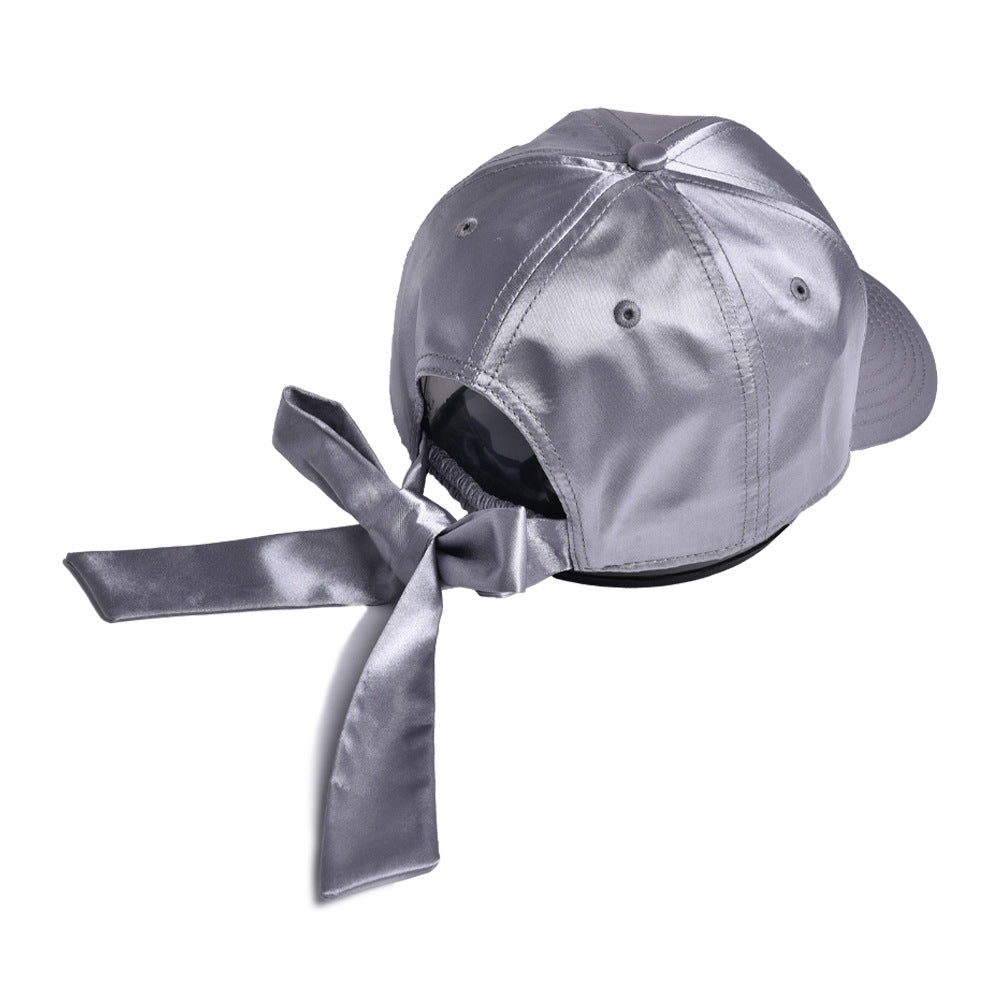 Wholesale  Satin Bright Ribbon Bow Casual Fashion Sunshade Hat