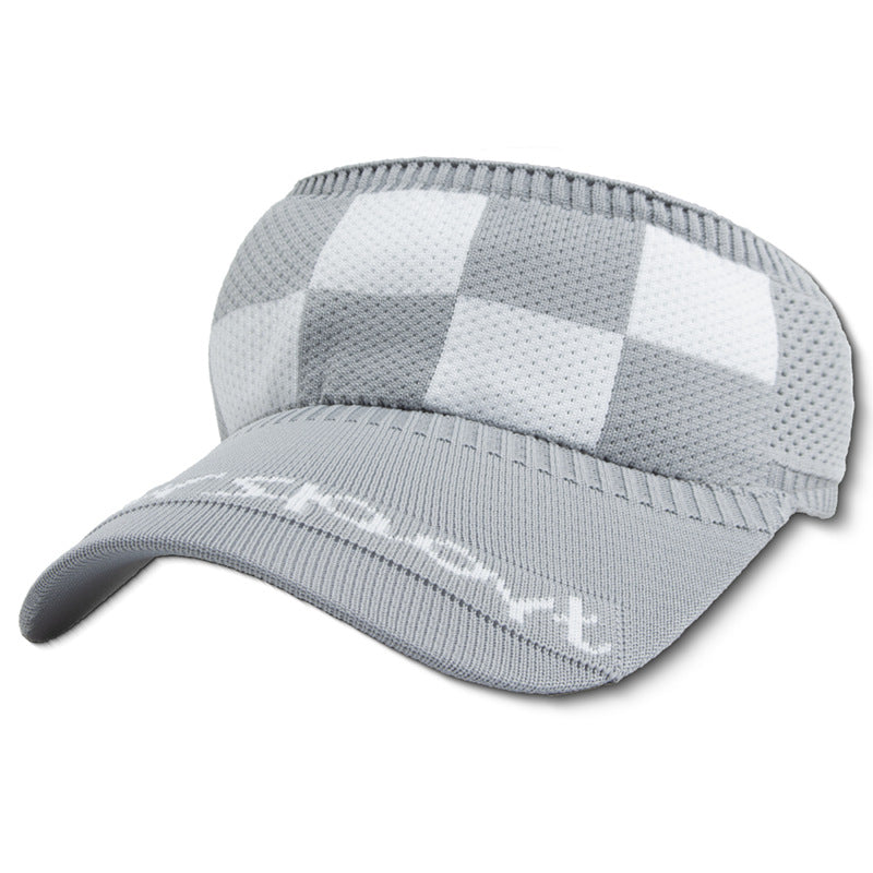 Wholesale Empty Top Hat Sun Protection Breathable Plaid Polyester Sun Hat