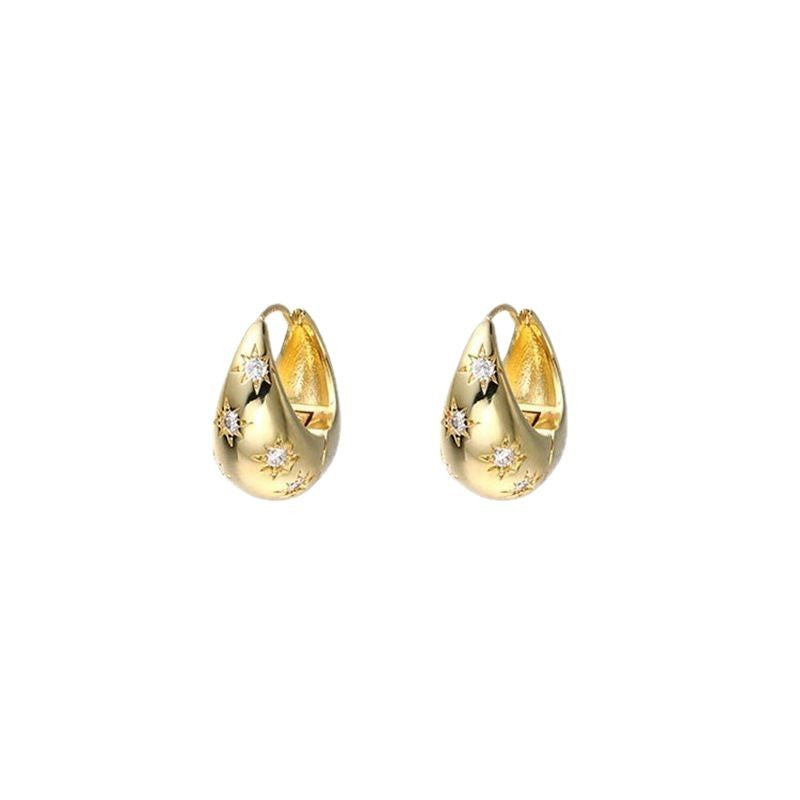 Wholesale Water droplet shaped geometric irregular circle star metal earrings