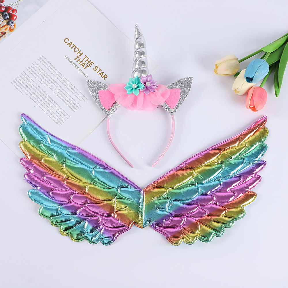 Wholesale Angel Wings Girls Unicorn Holiday Party Props Princess Dress Party Headband