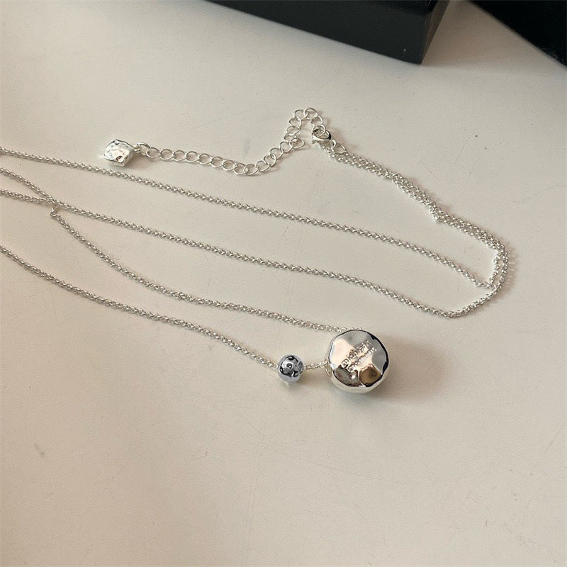 Wholesale Irregular engraved letter silver necklace
