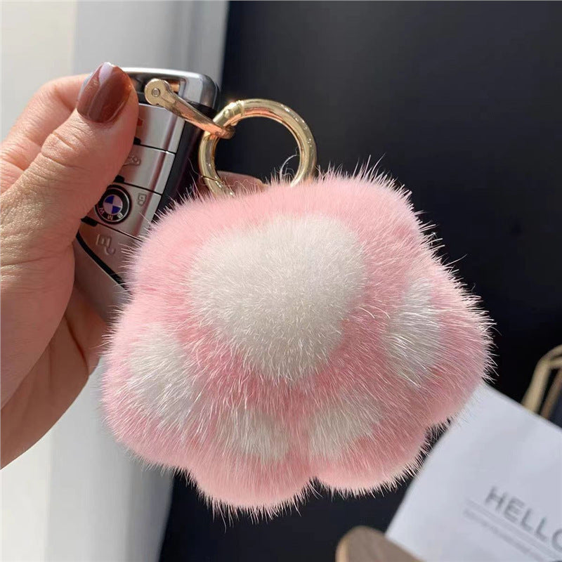 Wholesale 5pcs Paw Plush Pendant Cute Cat Keychain
