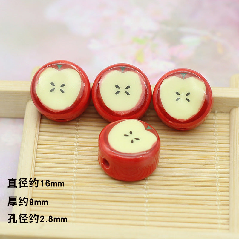 Wholesale 5PCS Christmas Ceramic Apple Beads
