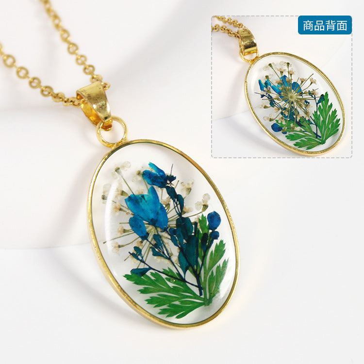 Wholesale 6pcs Original Resin Dried Flower Dripping Glue Necklace