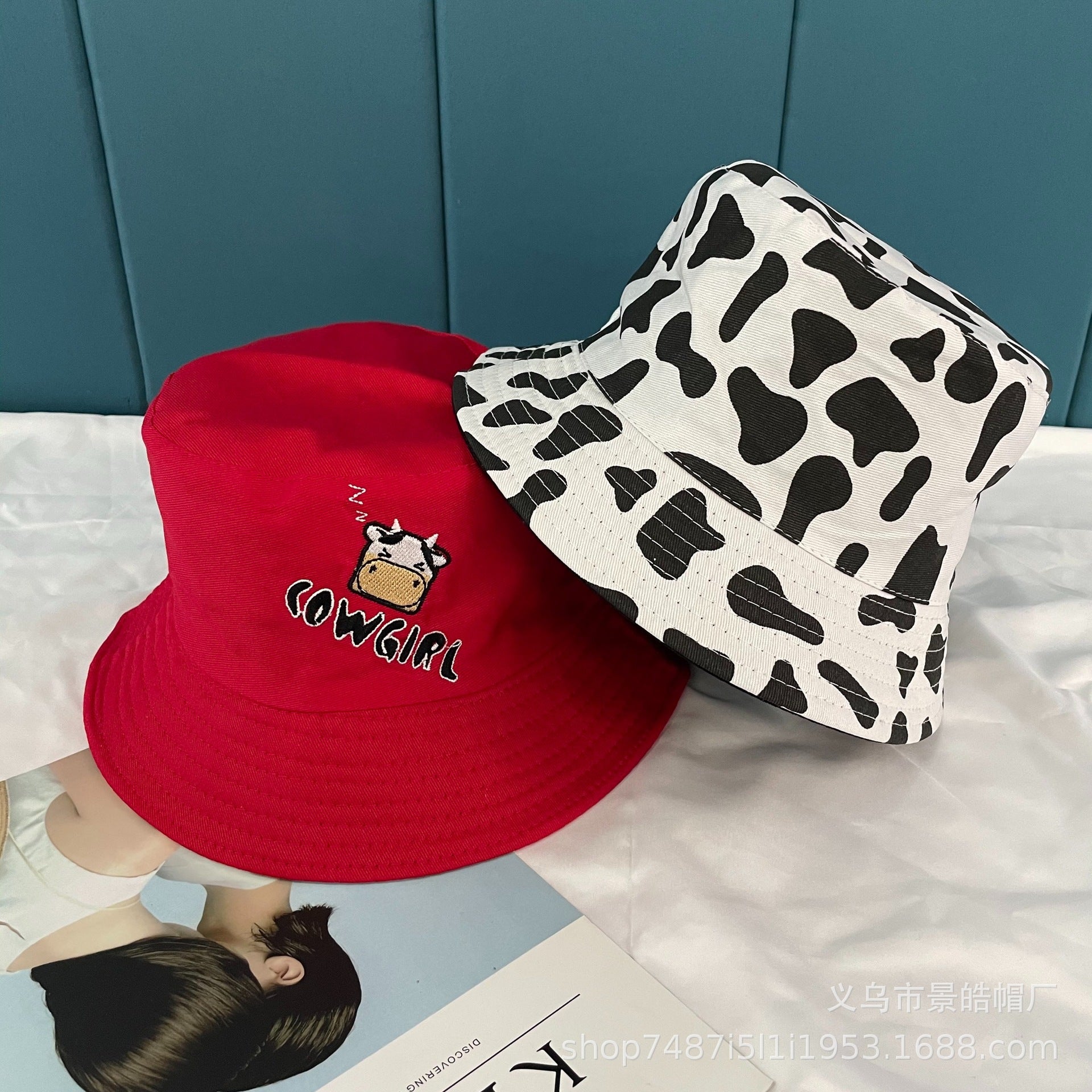 Wholesale Summer Polyester Cow Print Bucket Hat