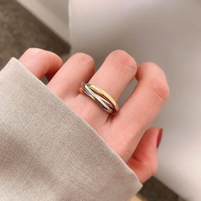 Wholesale Simple Three-Ring Three-Color Titanium Steel Ring