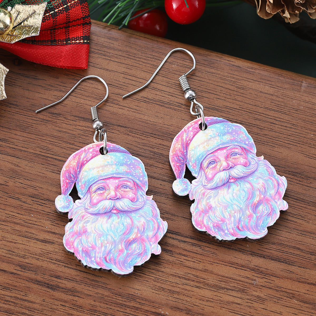 Wholesale  Christmas wooden double-sided  earrings
