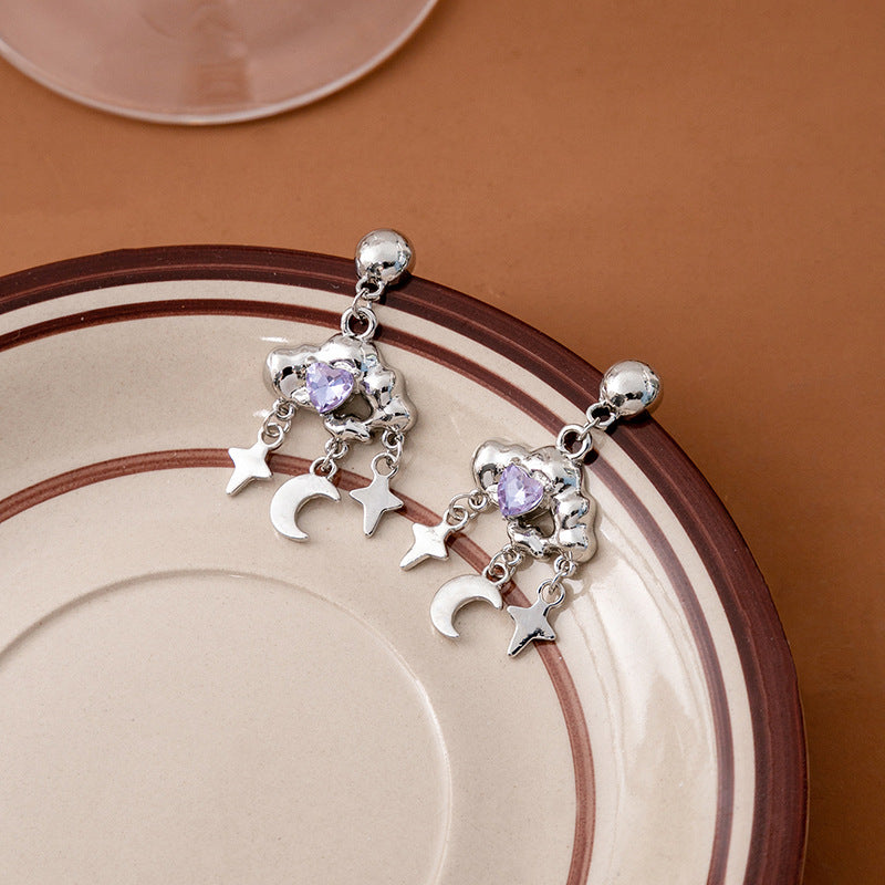 Wholesale Diamond Cloud Stars Tassel Love  Alloy Earrings