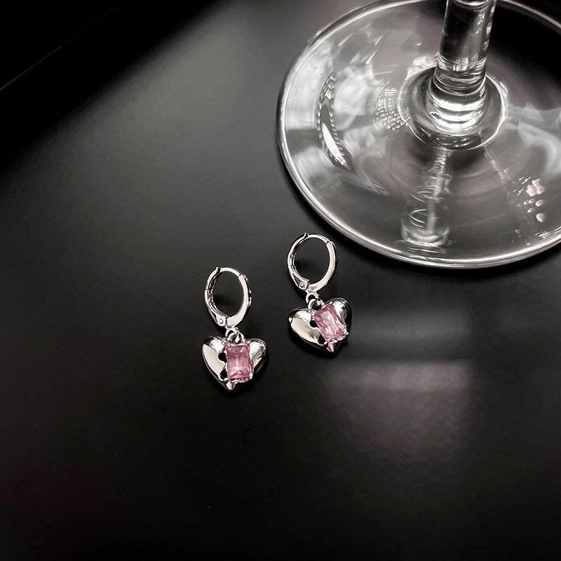 Wholesale Diamond Inlaid Love Alloy Earrings