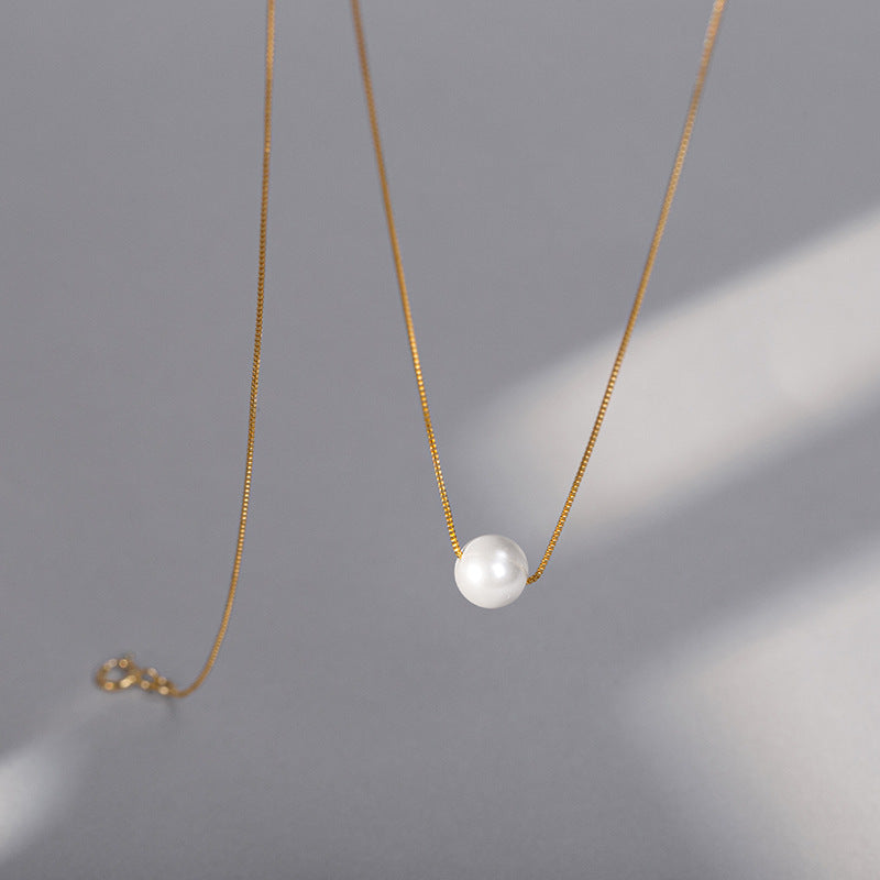 Wholesale S925 Silver Single Synthetic Pearl Necklace