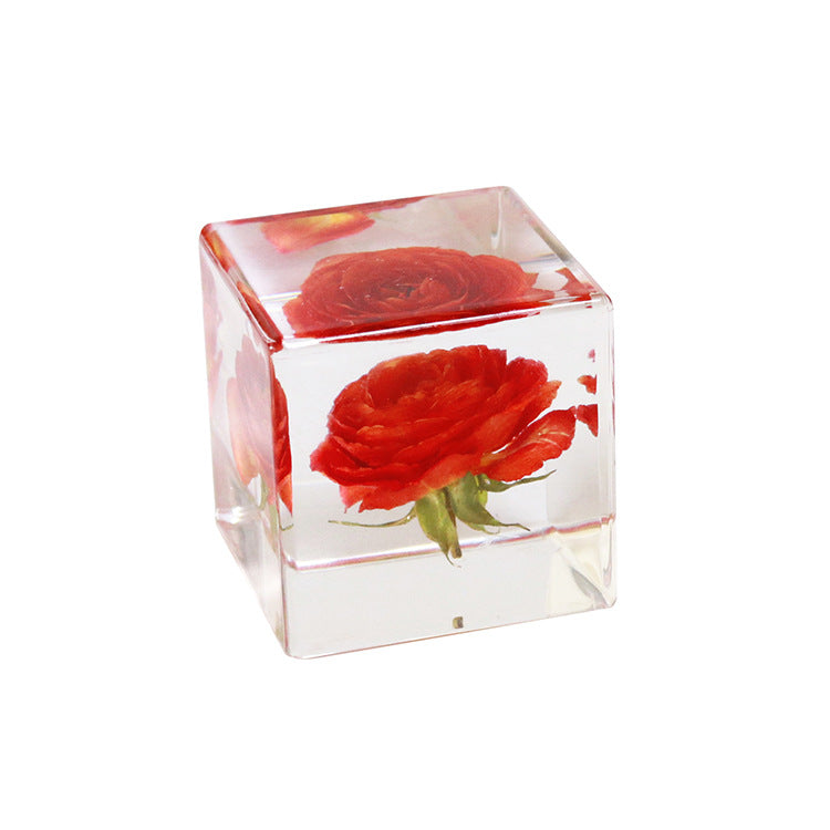 Wholesale 6pcs Orange Juice Rose Dried Flower High Transparent Resin Ornaments
