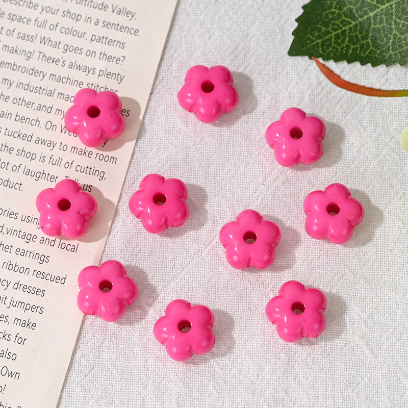 Wholesale 10pcs 14mm Macaron-colored Acrylic Flower Acrylic Beads