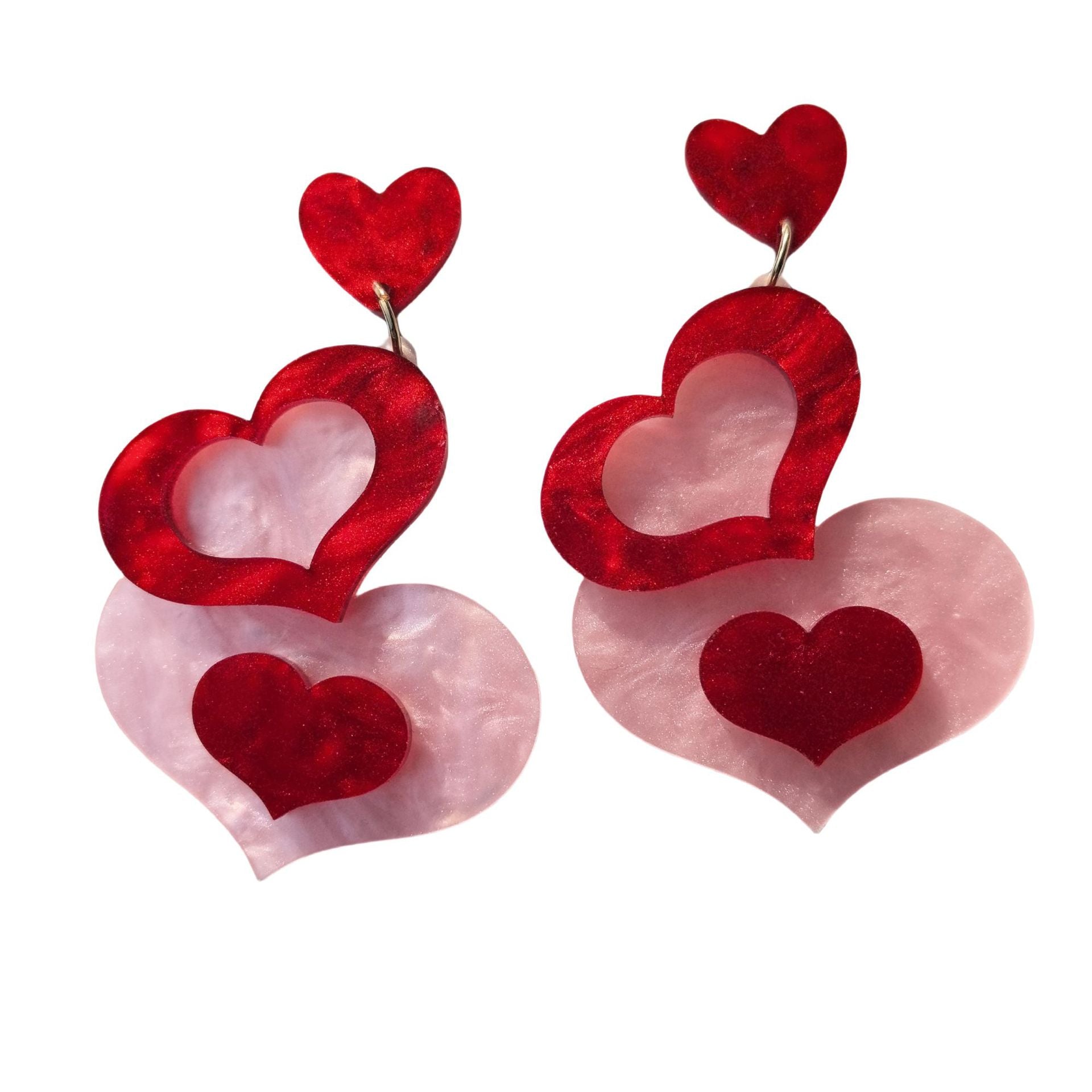 Wholesale Valentine' s Day Red Pink Love Envelope Acrylic Earrings