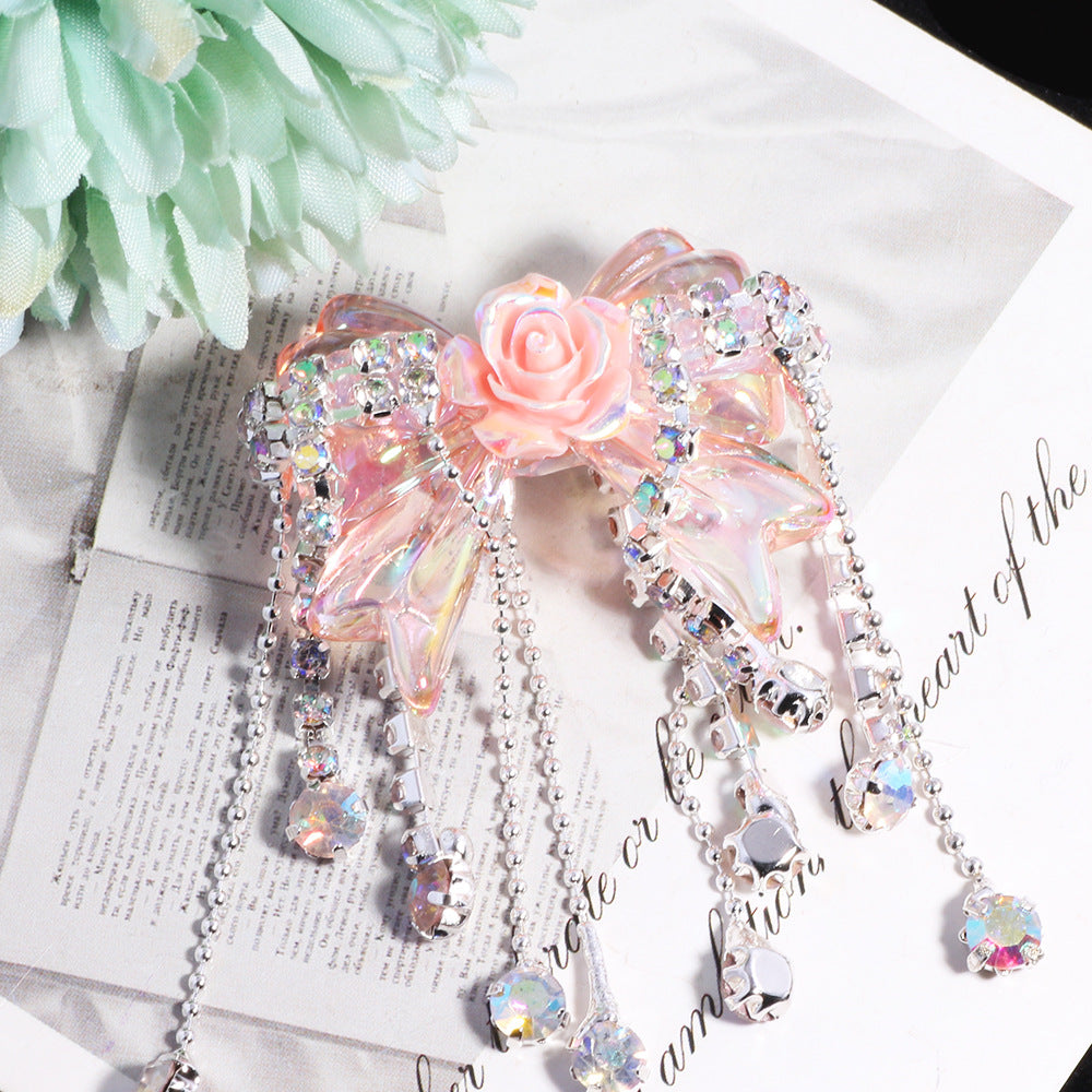 Wholesale 3pcs Colorful tassel bow acrylic straight hole Acrylic Beads