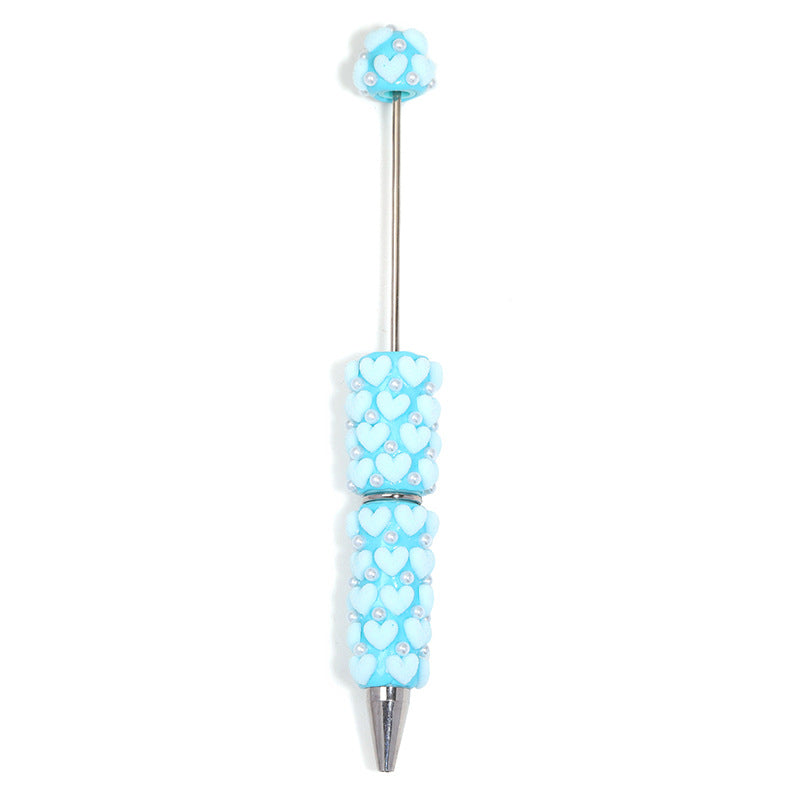 Wholesale 5pcs Macaron-colored gravel heart beaded pen clay bead pen
