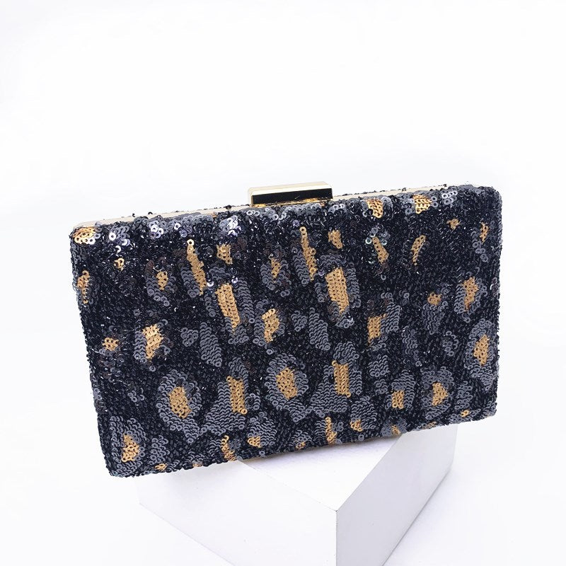 Wholesale Sequin Leopard Print Evening Bag