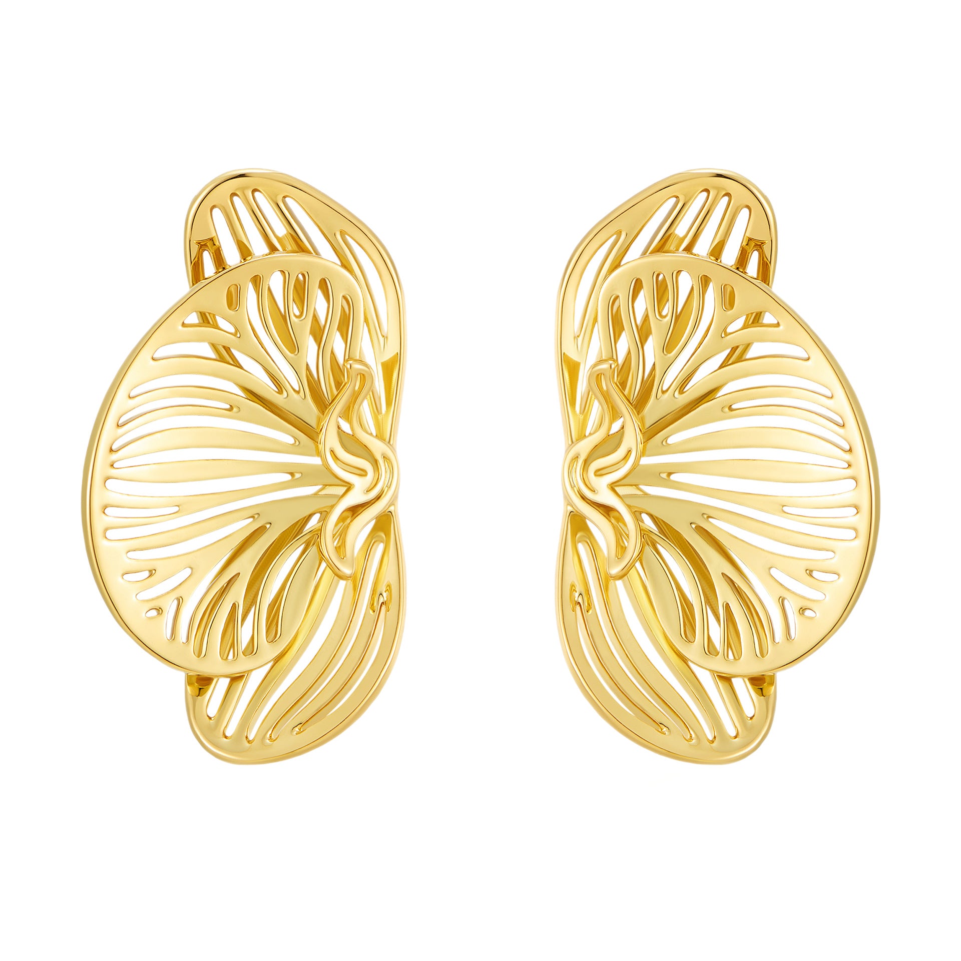 Wholesale Golden geometric butterfly hollow earrings
