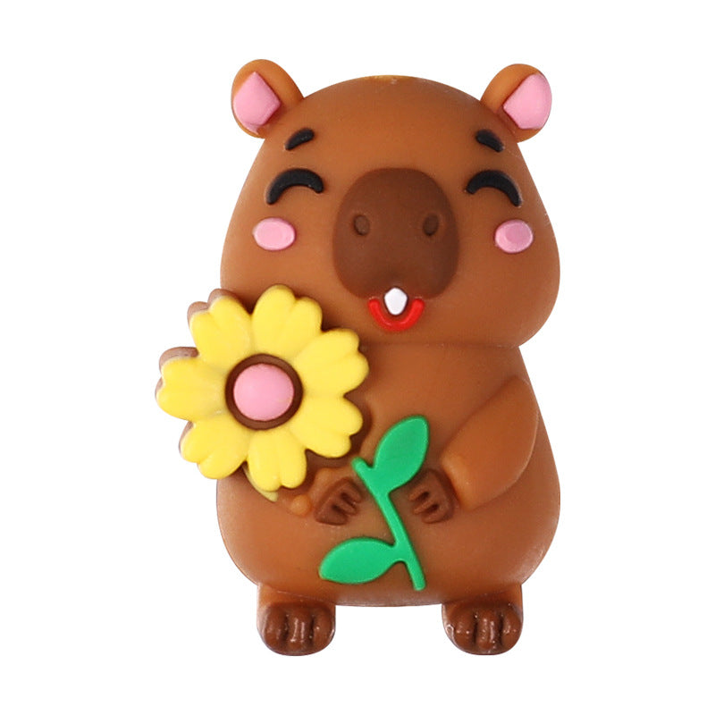 Wholesale 20pcs/pack 3D Capybara Silicone Beads Accessories Animal Glue Beads
