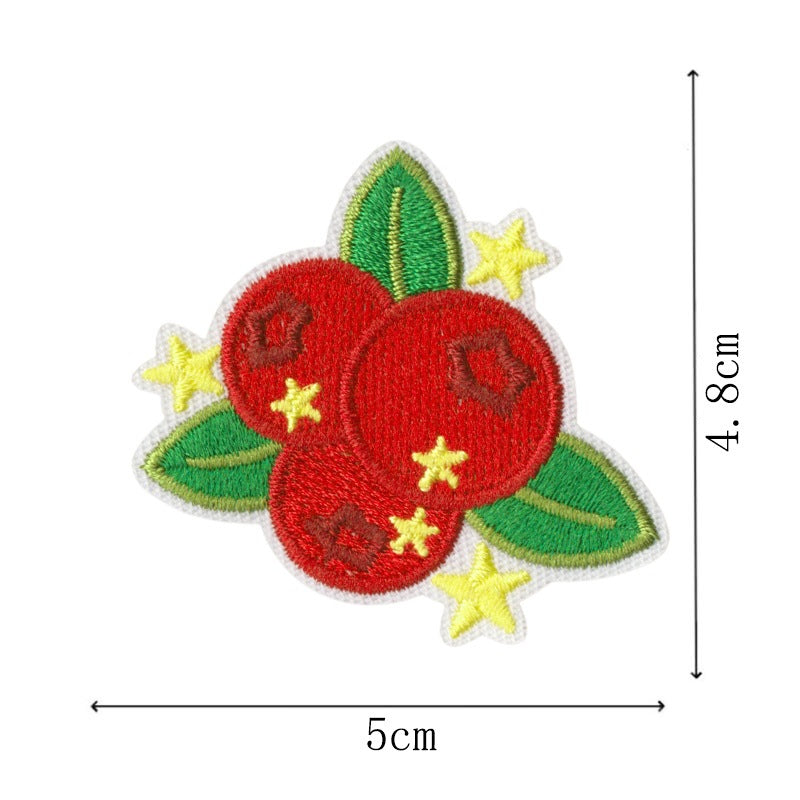 Wholesale Polyester Cotton Embroidered Cherry Patch Set Iron On Sew On Decorative Accent For ets School Uniforms And Bags