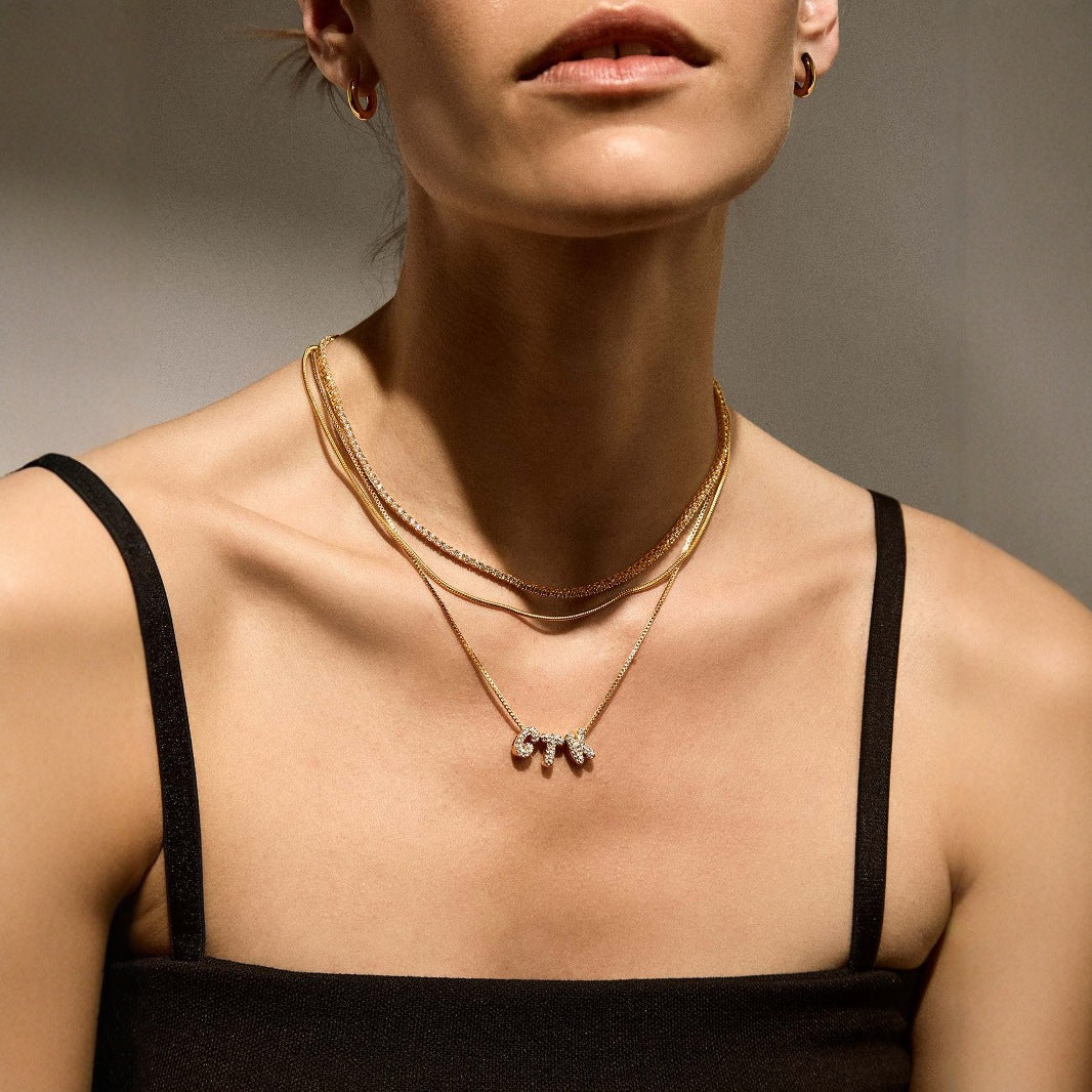 Wholesale Gold colored copper letter necklace