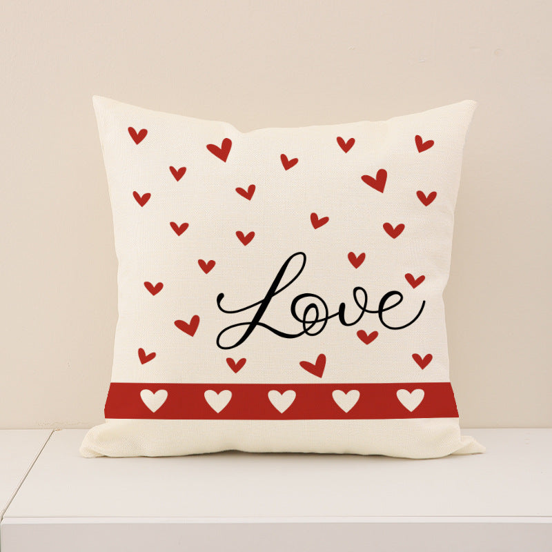 Wholesale Red  Heart Print Pillowcase Valentine' s Day Set Pillowcase