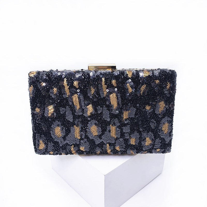 Wholesale Sequin Leopard Print Evening Bag
