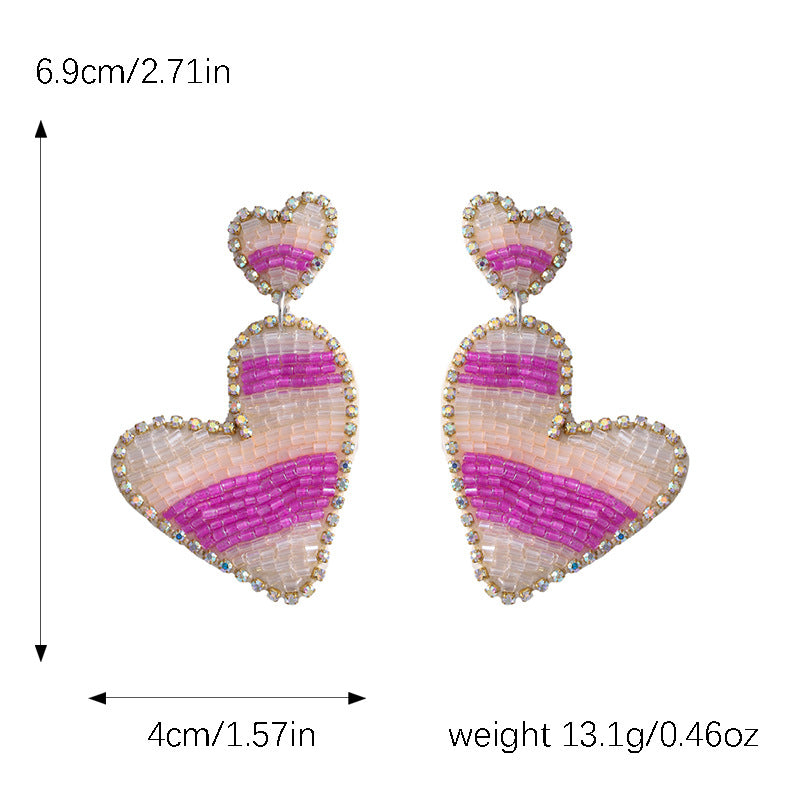 Wholesale Exaggerated Striped Peach Heart Design Earrings