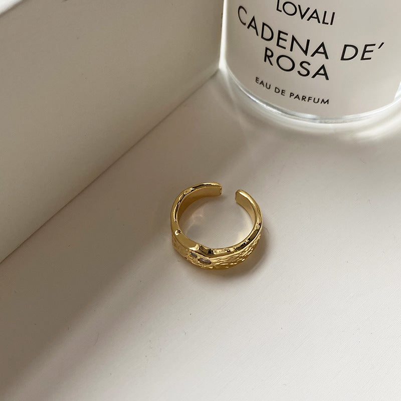 Wholesale Brass Plated Genuine Gold Pleated Open Ring