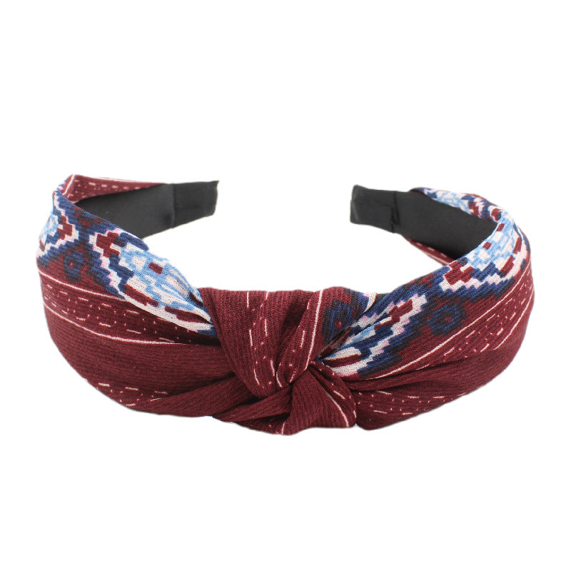 Wholesale Cross Pattern Knot Fabric Wide Edge Headband