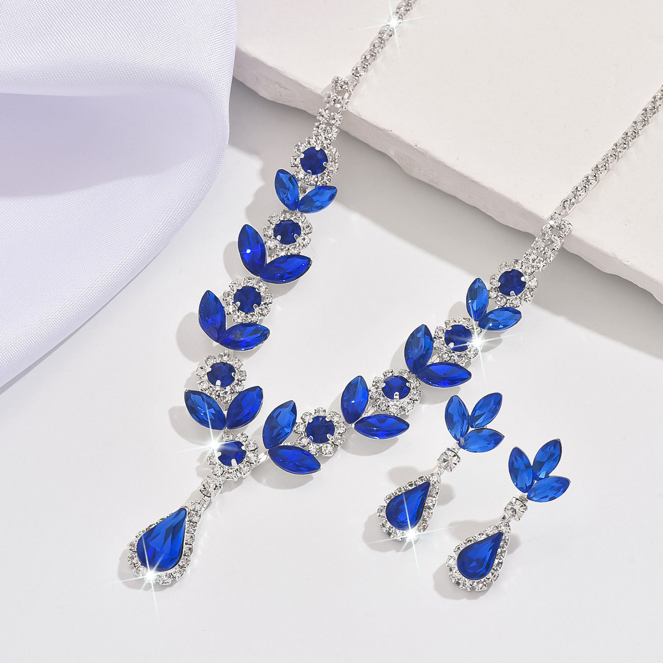 Wholesale Crystal Purple Rhinestone Necklace Earrings