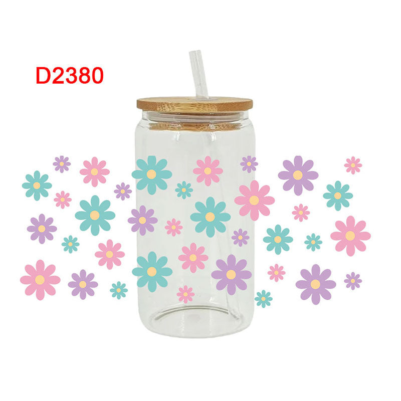 Wholesale Flowers bees butterflies mushrooms 16oz Cup UV DTF Wraps