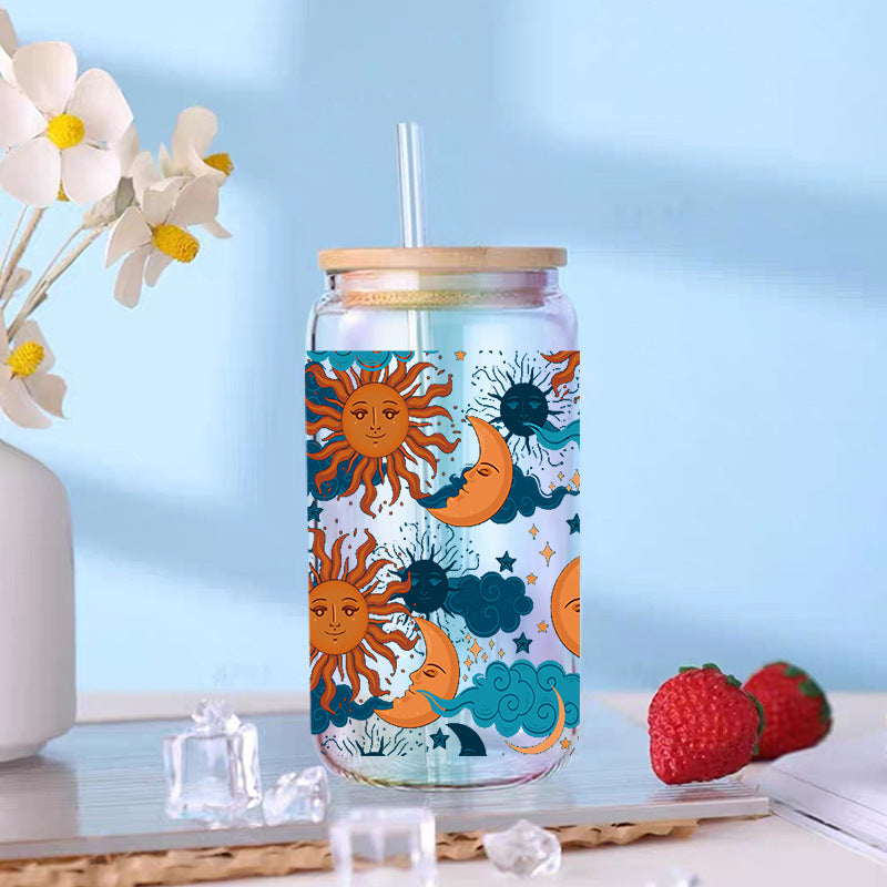 Wholesale Sun Moon Star Rainbow 16oz Cup UV DTF Wraps